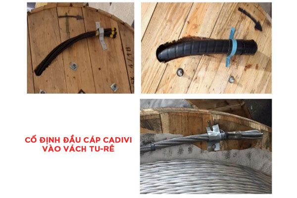 Cách thức cố định đầu cáp CADIVI vào vách tu-rê.