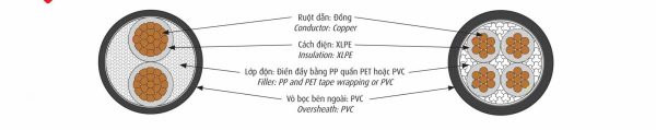 Cấu trúc cáp đồng hạ thế CXV 0,6/1kV - CADIVI