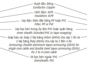 Cấu trúc cáp ngầm hạ thế CXV/DATA CXV/DSTA 0,6/1kV