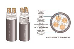 Cấu trúc cáp ngầm Cu/XLPE/PVC/DSTA/PVC LS VINA