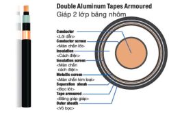 Cấu trúc cáp ngầm trung thế Cu/XLPE/PVC/DATA/PVC - LS VINA